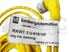 LUMBERG AUTOMATION RKWT 3 U-618/15F SINGLE ENDED CORDSET 600000358 W/ HBL5266C