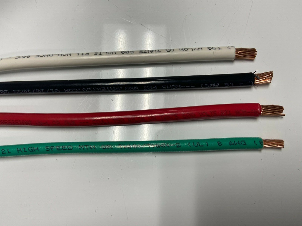 40′ EA THHN THWN 8 AWG GAUGE BLACK WHITE RED COPPER WIRE + 8 AWG GREEN