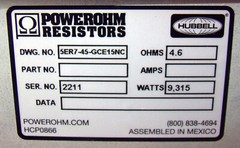 HUBBELL POWEROHM 5ER7 DYNAMIC BRAKING RESISTOR, 9000W, 4.6 OHMS