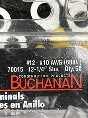 Box of 30 BUCHANAN Insulated Ring Terminal 12-10 AWG