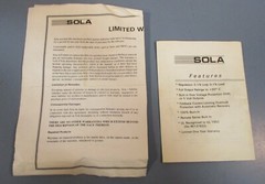 Sola 83-24-260-03 DC Power Supply Input 120/240 VAC, Output 24 VDC