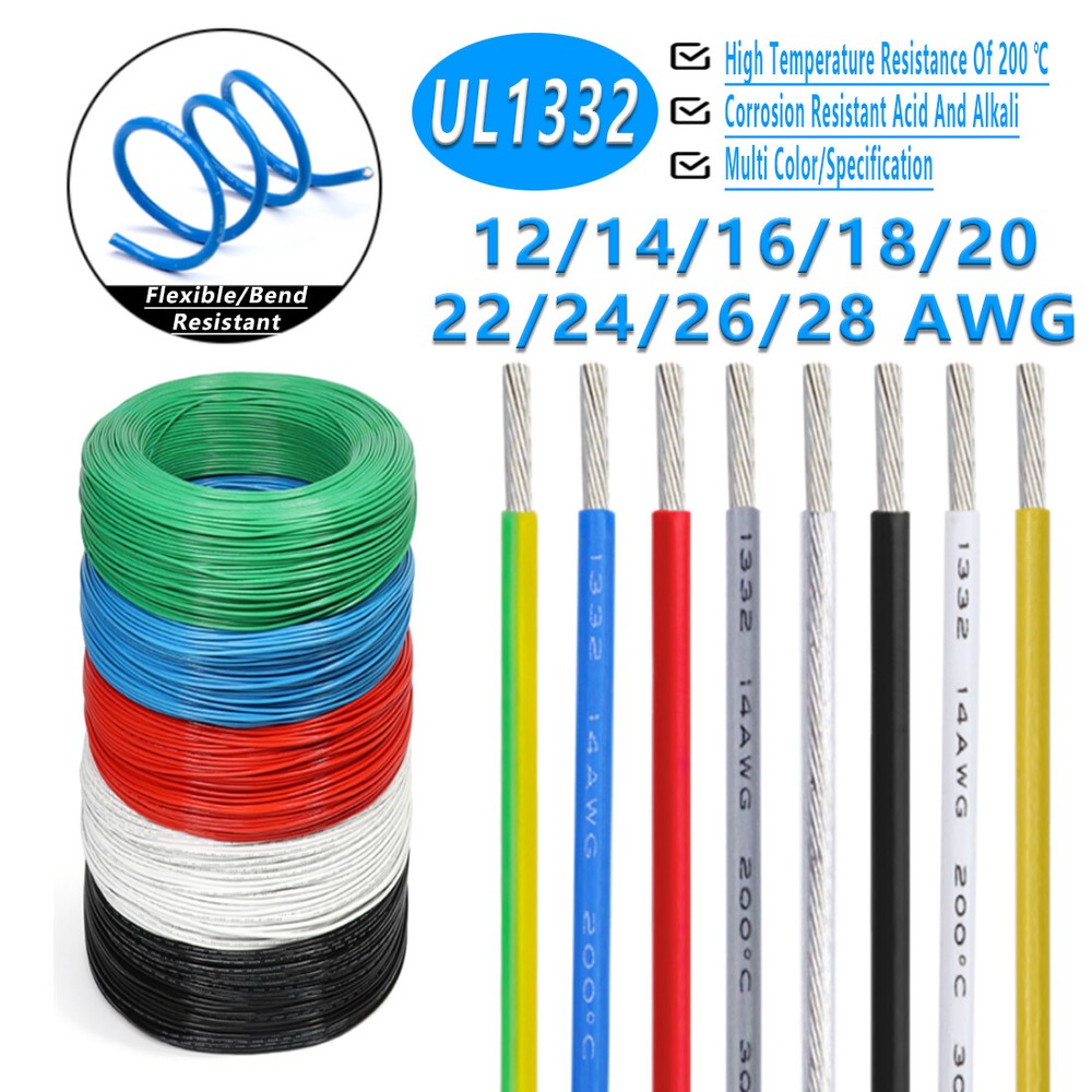 PTFE Cable Wire 12/14/16/18/20/22/24/26/28 AWG Flexible Tinned Copper Stranded