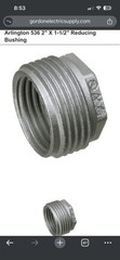 Arlington Reducing Bushings Zinc Die Cast 2 x 1 1/2 Cat. No. 536 Lot of 10 New !
