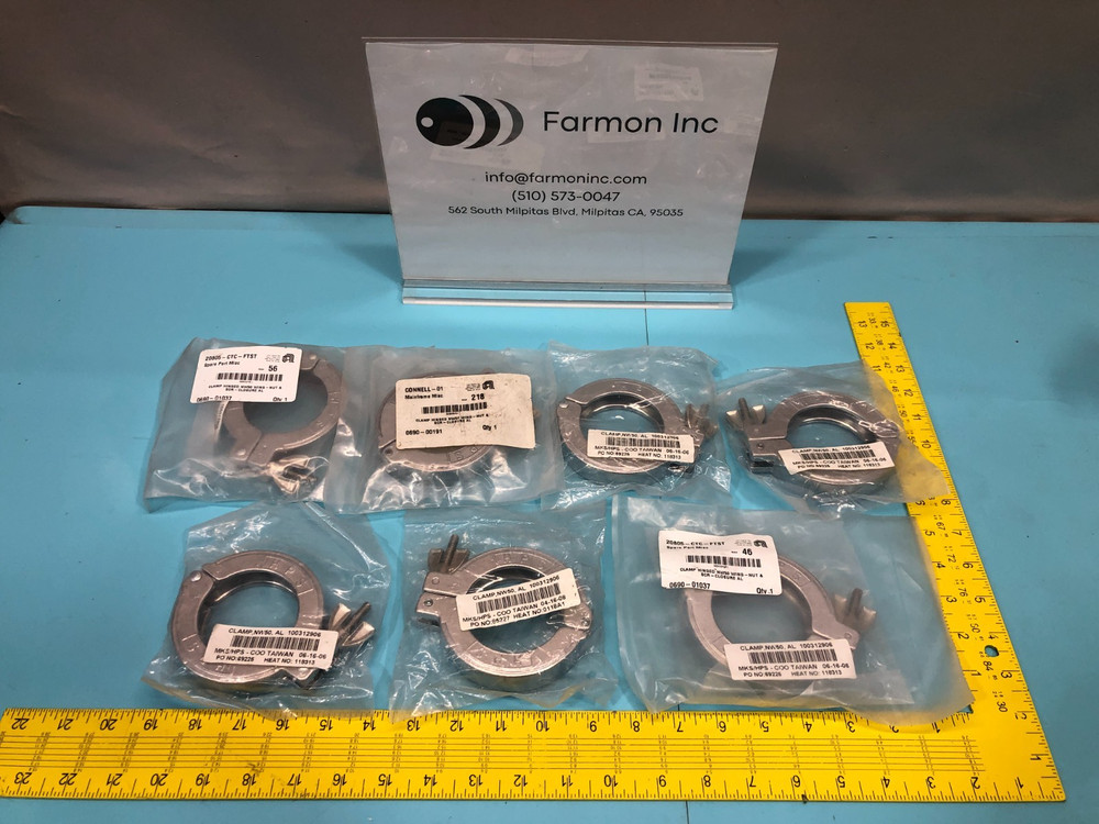 Lot of 7 AMAT 0690-01037 Clamp Hinged NW50 Wing – Nut & SXR – Closure AL, 193978