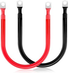 6 AWG Battery Cable Set 11.8″ M8 Ring Terminal Pure Copper Marine Car RV Boat