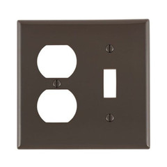 Leviton 80705, Brown, 2-Gang, 1-Toggle/1-Duplex Receptacle, Wallplate, 1pc