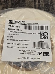 (QTY 2) Brady THT-59-533-10 Y5542556 1-In x 0.5-In White Glossy Polyester