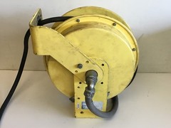 Powereel Retractable Electric Power Cord Reel 25ft Length, Yellow