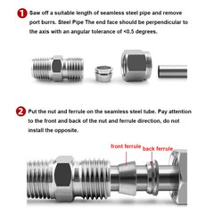 Compression Fitting Stainless Steel Straight Reducing Connector Φ4mm-Φ16mm Tube