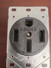 Eagle Electric 50 Amp 125/250V Nema 14-50R 3-pole 4-Wire Flush Receptacle. New