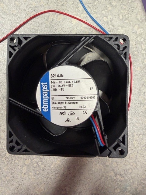 DC Fan, NEW, ebm-papst 8214JN, 80mm W x 80mm L x 38mm H