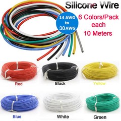 14 to 30 AWG 6 colors 10M Each color Flexible Silicone Rubber Wire Tinned Copper