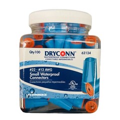 DryConn Wire Connector Waterproof Corrosion Resistant Aqua/Orange. ( 100-Pack )