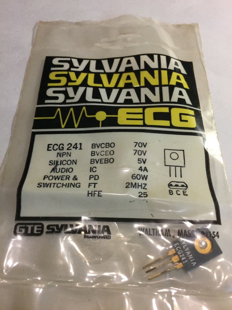 Sylvania ECG 241 NPN Silicon Audio Power & Switching 60w 2MHZ Component