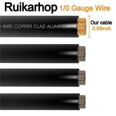 20FT 1/0 Gauge Wire Copper Clad Aluminum CAA,10pcs Lugs Terminal Red