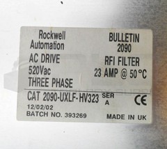ROCKWELL AUTOMATION 2090-UXLF-HV323 AC DRIVE 520VAC 23A 3PH