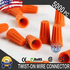 (5000) Orange Twist-On Wire Connector Connection nuts 22-14 Gauge Barrel Screw