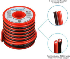 14 Gauge Flexible 2 Conductor Parallel Silicone Wire Spool Red Black