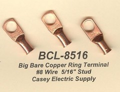 100 Pc Big Bare Battery Ring Terminal Connector KIT #1- #8 Wire 5/16″ Stud MOLEX