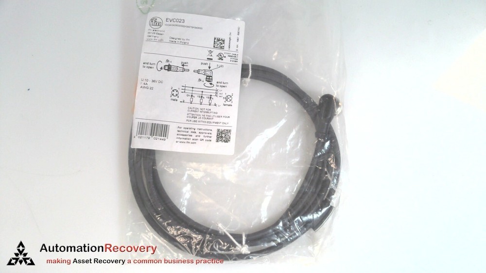 IFM EVC023, DOUBLE-ENDED PATCHCORD, VDOAH043MSS0002H04STGH040MSS, NEW #325726