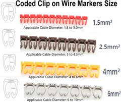 Wire Number Tube Cable Marker, 0.2 X 0.2In Colorful Clip on Wire Marker