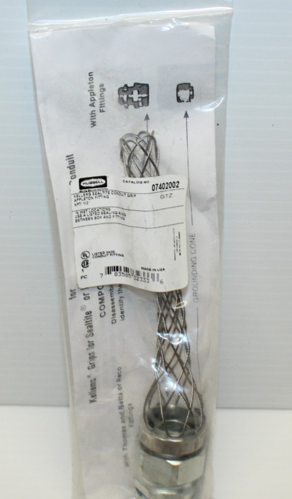 ⭐NEW IN BAG⭐Hubbell 07402002 Kellems 1/2” Sealtight Liquid Tight Conduit Grip