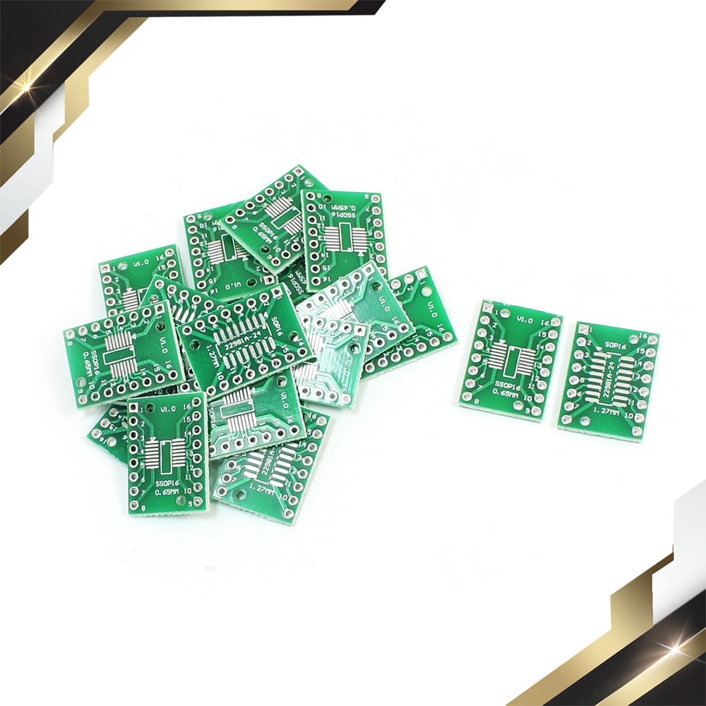 20 PCS SOP16 SSOP16 TSSOP16 to DIP16 Two Sides PCB Adapters 1.27/0.65mm