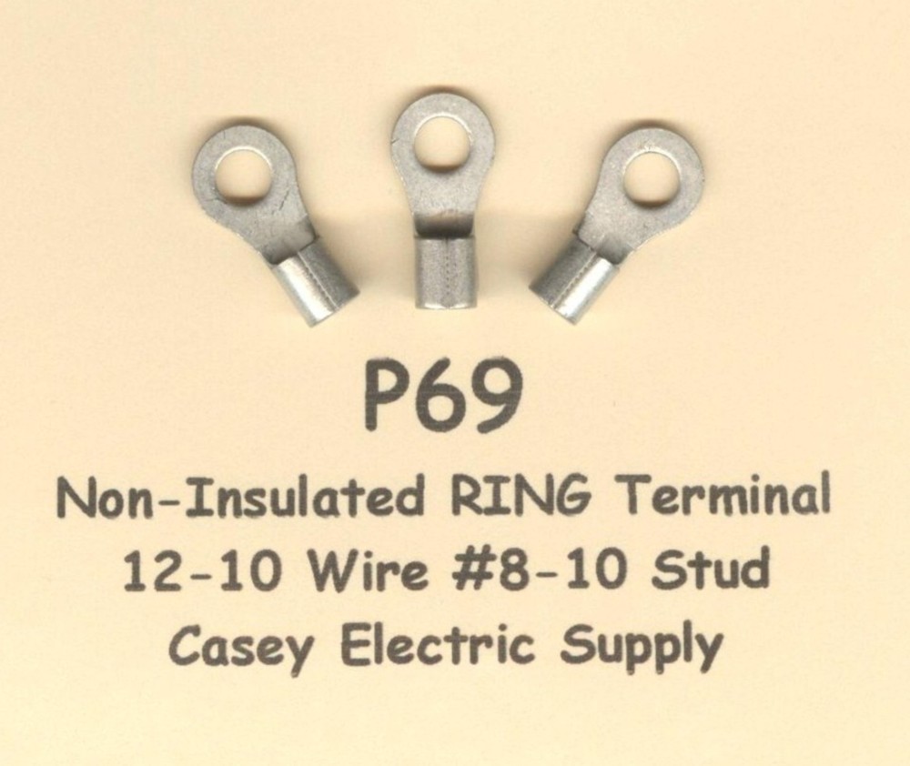 100 Non-Insulated RING Terminal Connectors #12-10 Wire Gauge AWG #10 Stud USA