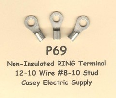 100 Non-Insulated RING Terminal Connectors #12-10 Wire Gauge AWG #10 Stud USA
