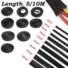 PET Black Expandable Braided Cable Sleeving 2-25mm Wire Harness Automotive