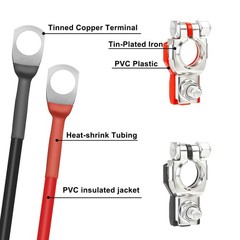 10AWG Gauge Battery Inverter Cable & Terminal Connector for Car RV Marine Solar