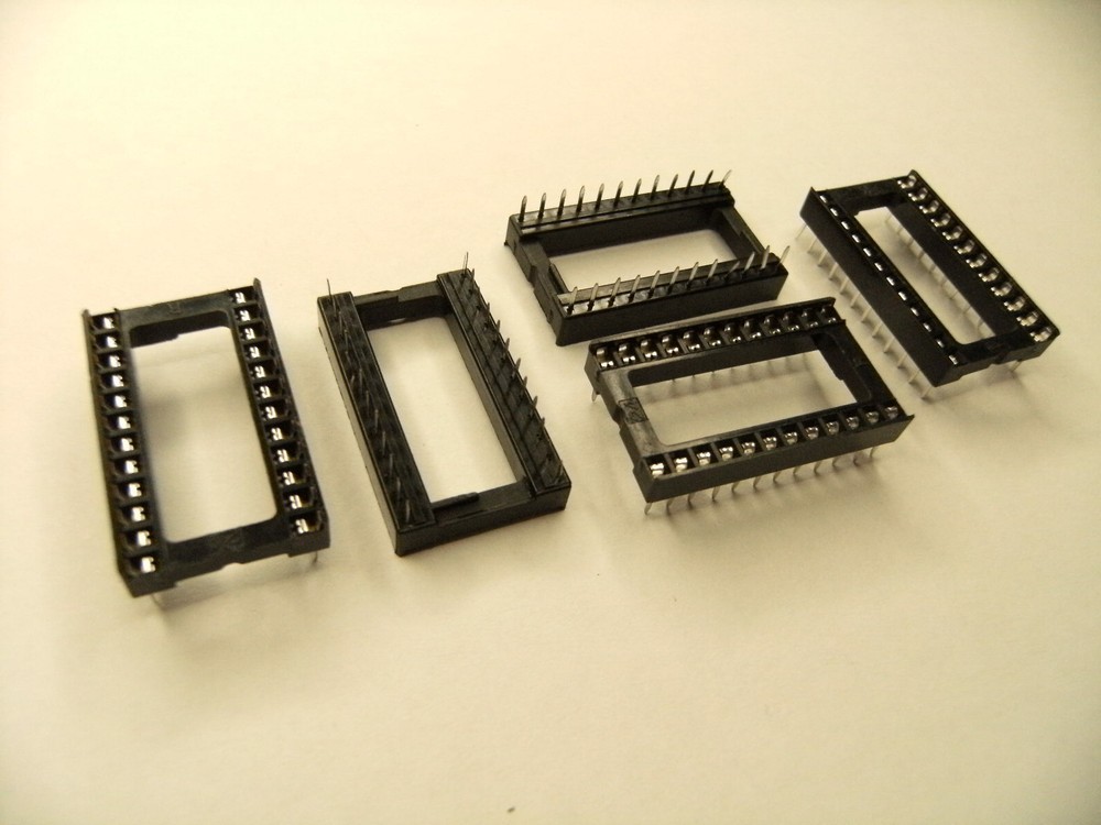 5x Pack Lot DIP24 Wide DIP IC Sockets 24 Pins 2 Rows 12 Pins Each Sides Circuit