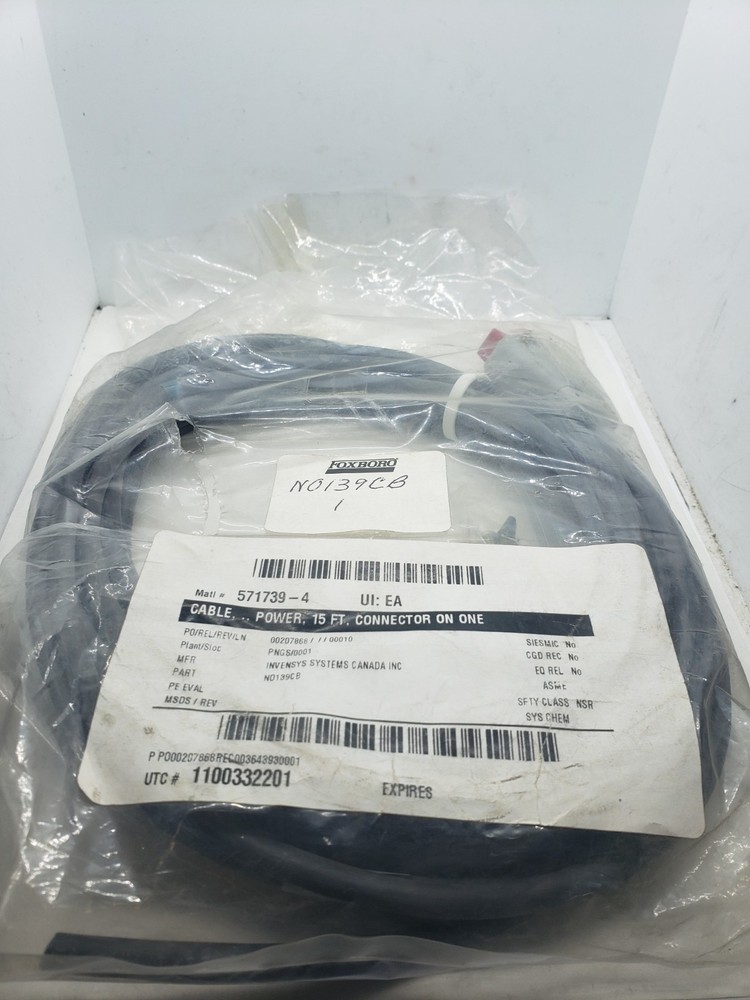 FOXBORO N0139CB POWER CABLE 15ft LONG 90c, NIB