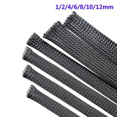 Width 1mm – 18mm Black PET Nylon Braided Sleeve Tube Car Cable Expandable Sheath