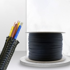 PET Black Braided Cable Sleeving 1-100mm Expandable Wire Harness Auto Sheathing