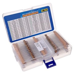 1000 Pcs 25 Values Resistor Kit 1 Ohm-1M Ohm with 5% 1/4W Carbon Film Resistors