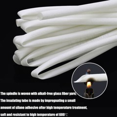 Fibreglass Fire Sleeve 600°C HIGH TEMP Wire Fiber Glass Tube Φ1mm~Φ50mm White