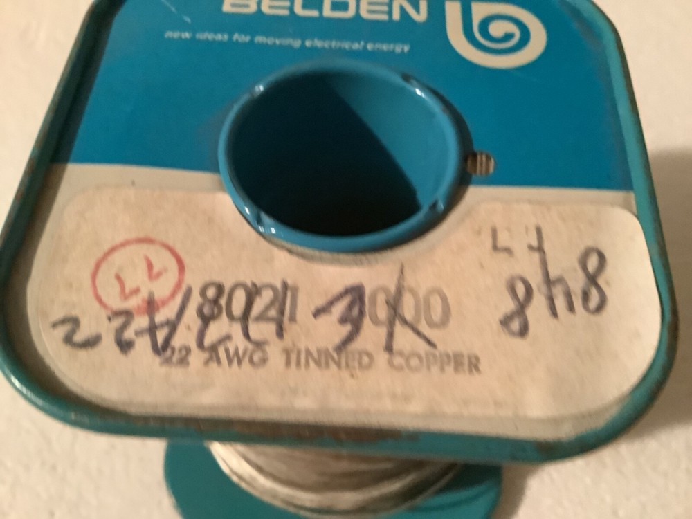 Belden 8021-100 22 AWG Tinned Copper Wire Metal Spool VINTAGE