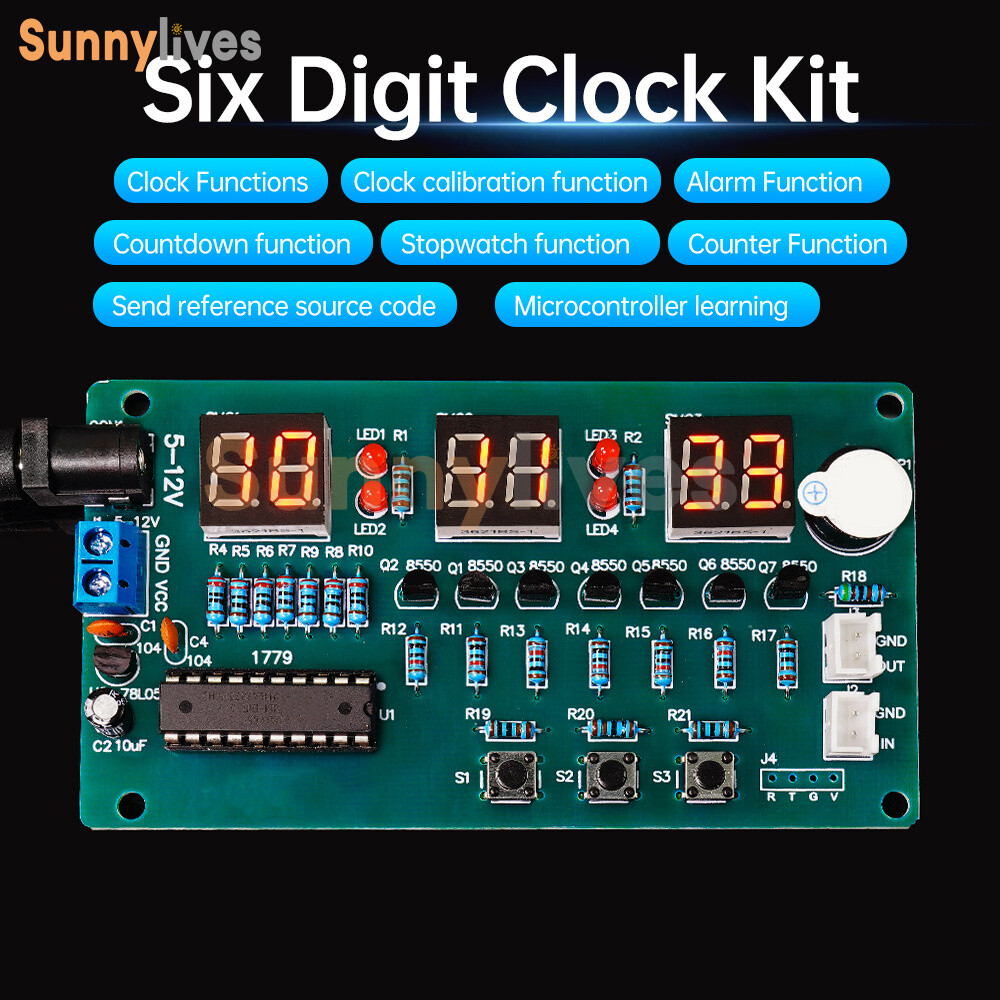 6-bit LED Digital Electronic Clock DIY Kit 51 Microcontroller Circuit Board Kit