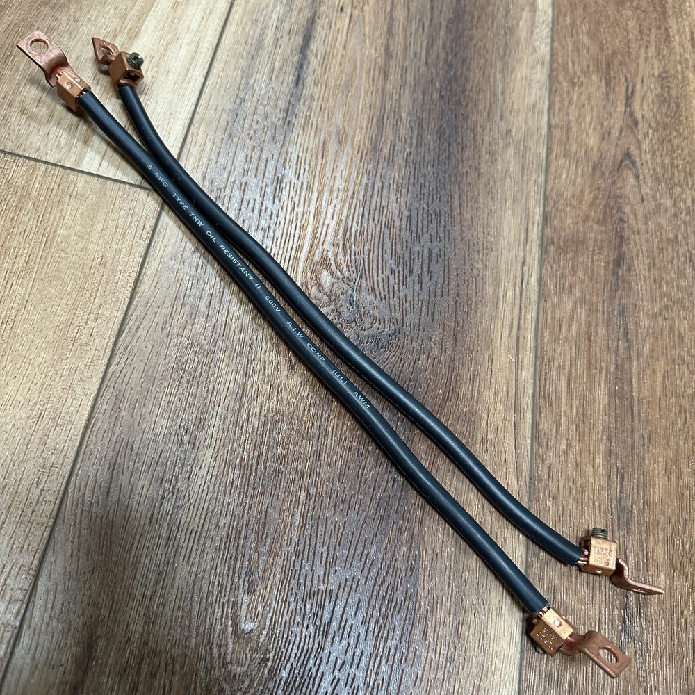 (2) 6 Gauge AWG THW 600 V Copper Cable 12″ Ilsco 14-4 Lug Connector AIW Corp