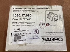 Agro 1060.17.060 Nickel Plated Brass M16 x 1.25 Cable Glands (Box of 30)