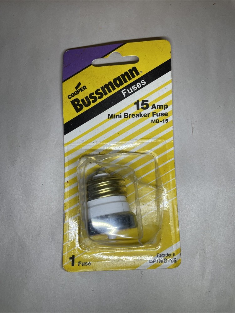 15 Amp Bussmann BP/MB-15 Edison Base Plug Fuse 125V Circuit Breaker NEW