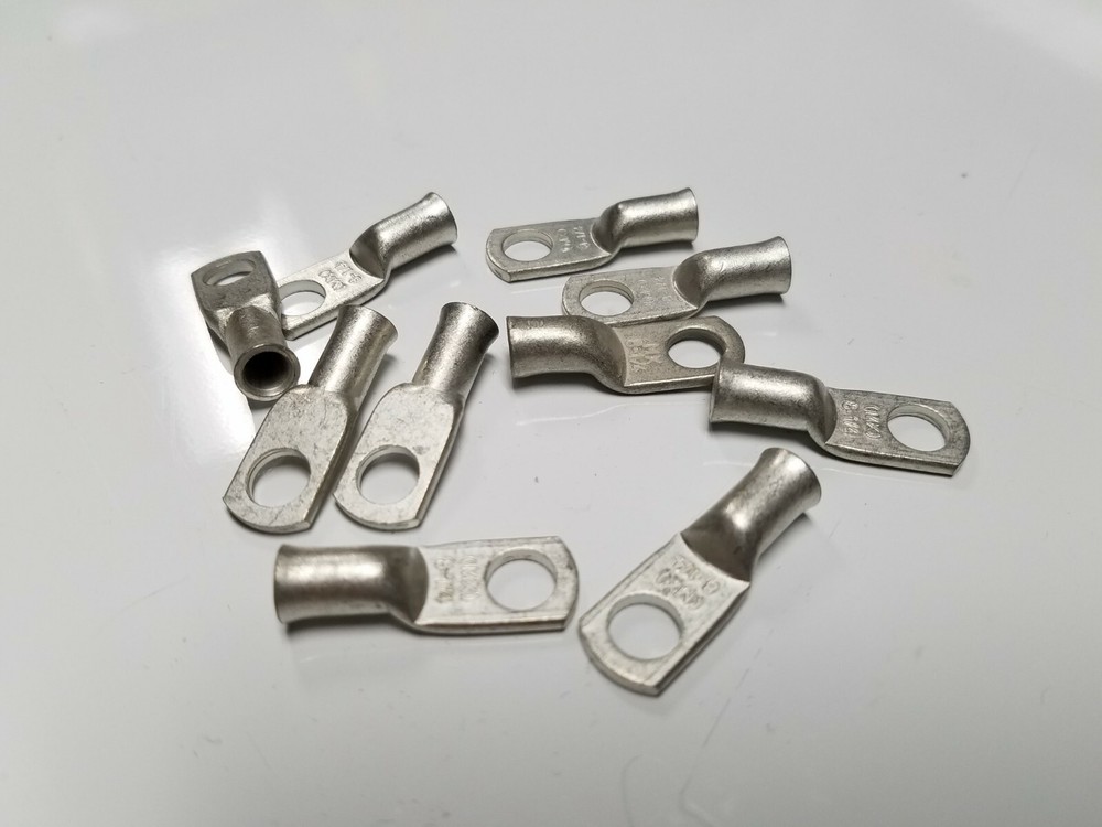 10 TIN PLATED Copper Ring Lug Terminal # 8 Wire Gauge 1/4″ Stud MOLEX PRD