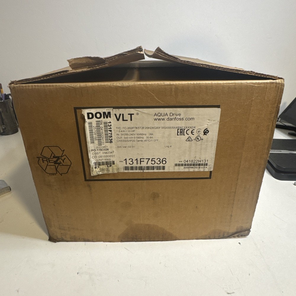 DANFOSS VLT AWUA DRIVE 132F7536 FC-202P7K5T2E20H2XGXXXXSXXXXAXBXCXXXXDX