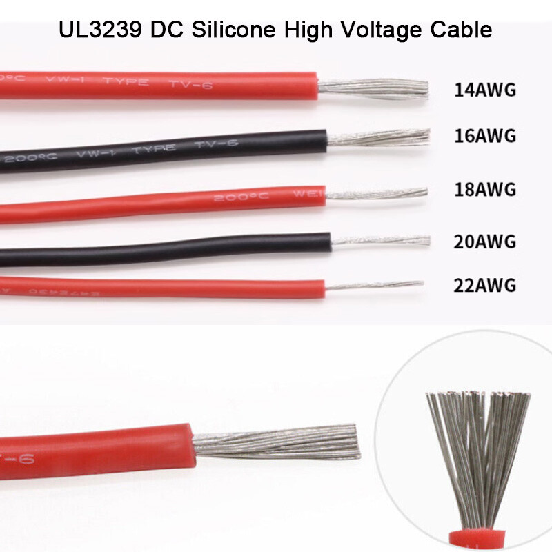 UL3239 22~14AWG DC Silicone High Voltage Cable Flexible Tinned Copper Wire 6KV
