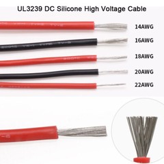 UL3239 22~14AWG DC Silicone High Voltage Cable Flexible Tinned Copper Wire 6KV