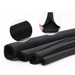 Auto Self Closing Braided Cable Sleeving Black Wire Harness Sheathing 5mm-60mm