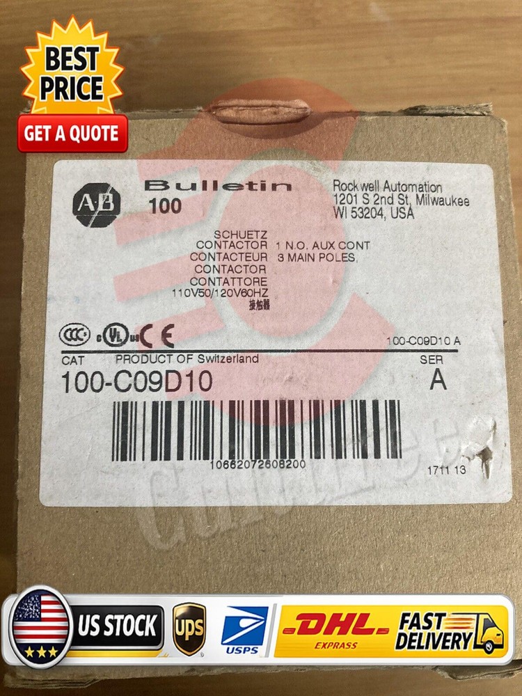 ALLEN-BRADLEY 100-C09D10 IEC CONTACTOR 9 AMP 120VAC NEW IN BOX