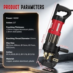 Electric Hydraulic Hole Puncher Punching Tool +5 Dies for Iron Copper Aluminum