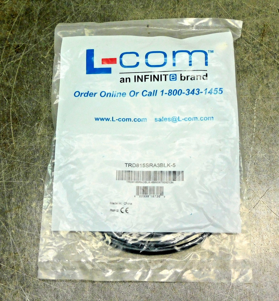 L-Com TRD815SRA3BLK-5 Right Angle Ethernet Cable